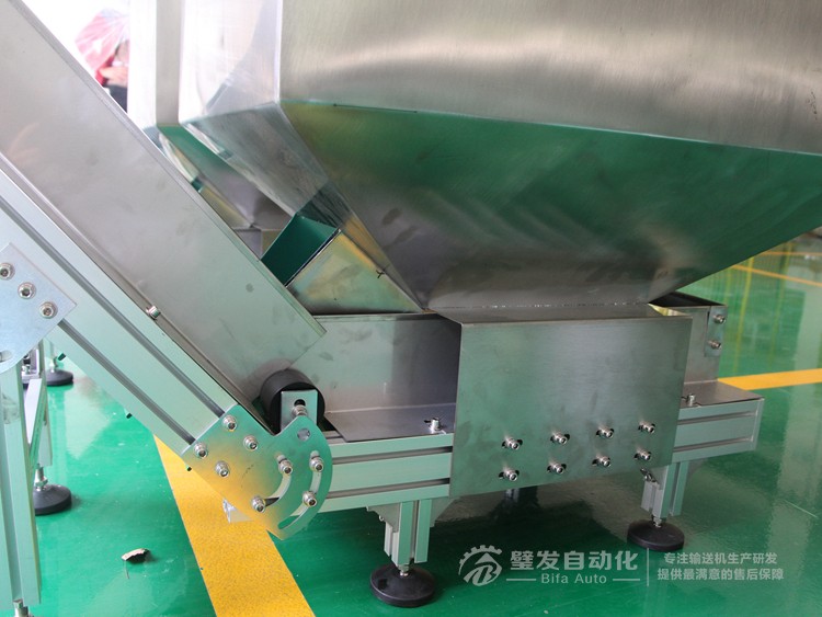 低端平臺精研電機不銹鋼擋邊料斗爬坡輸送機 低端平臺精研電機不銹鋼擋邊料斗爬坡輸送機